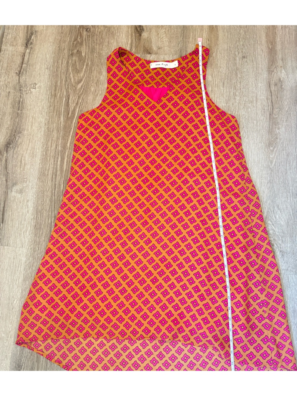 Cameo & Myth Sleeveless, Geometric High-Low Shift Dress in Pink and Orange NWOT - Picture 12 of 16